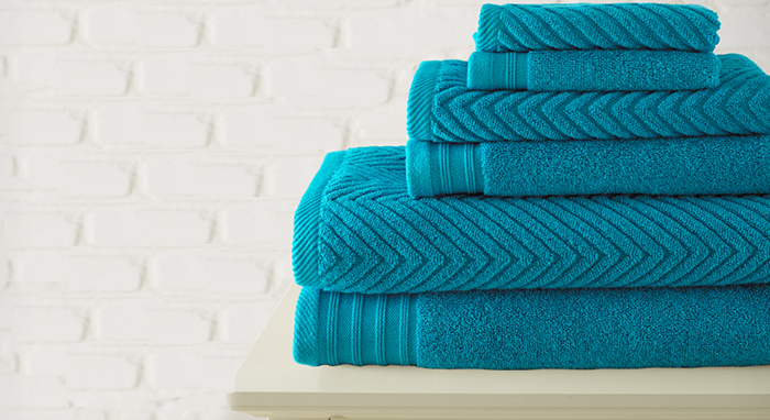 CASABLANCA JACQUARD TOWEL HERRINGBONE COLLECTION aqua
